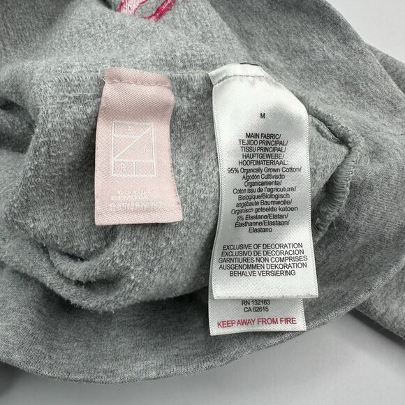 BedHead Pajamas Women's Gray Mon Amour Embroidered‎ Hearts Sweatshirt M/C43 - Picture 8 of 14